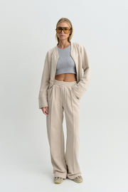 SCULP ZIP UP SWEATSHIRT BEIGE