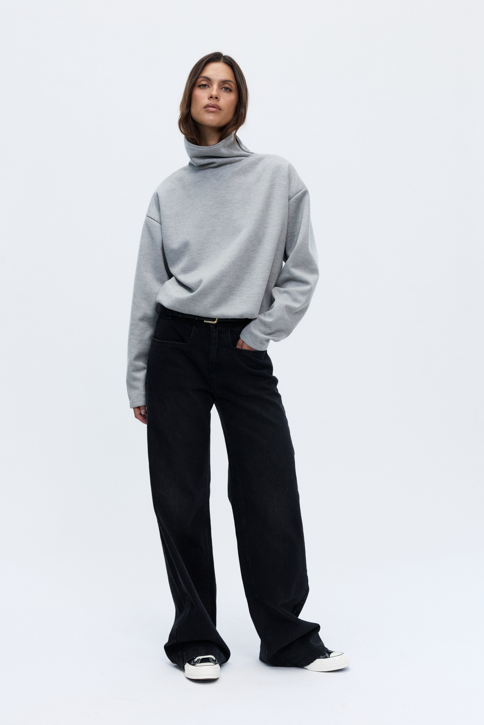 Mila high neck sweatshirt grey