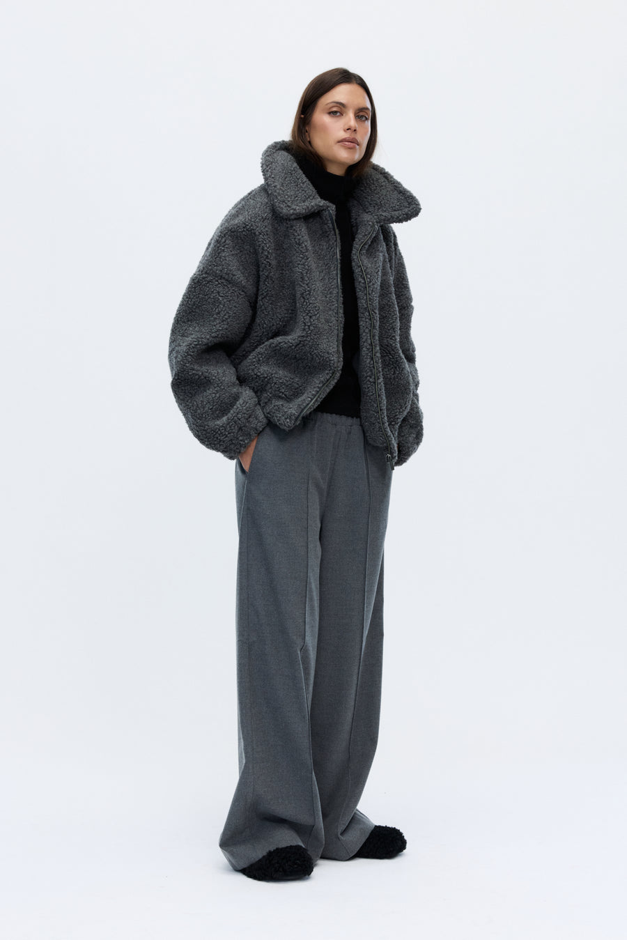 Nora fleece jacket dark grey