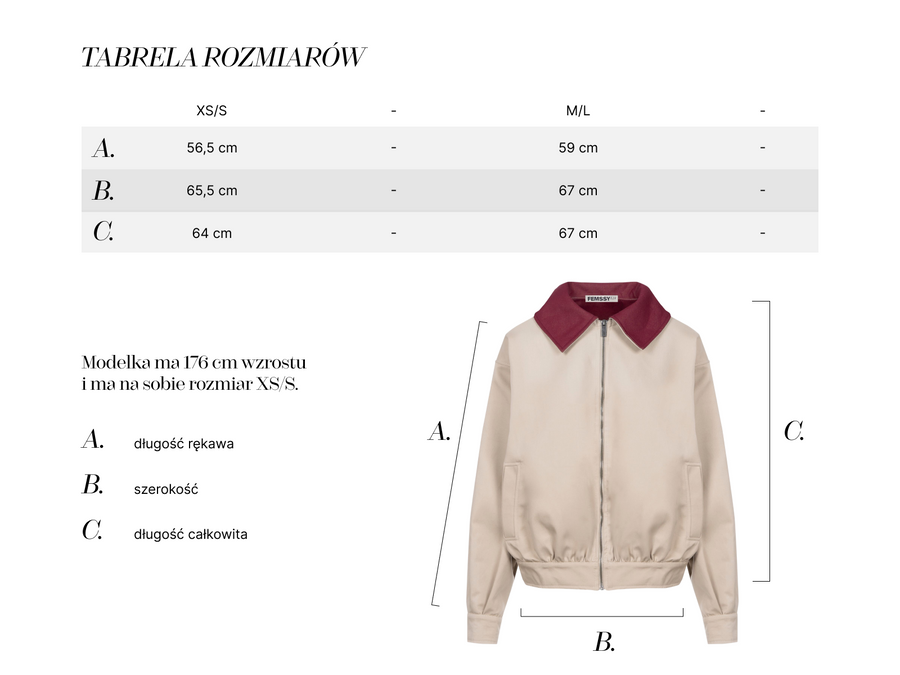Aviator beige jacket burgundy